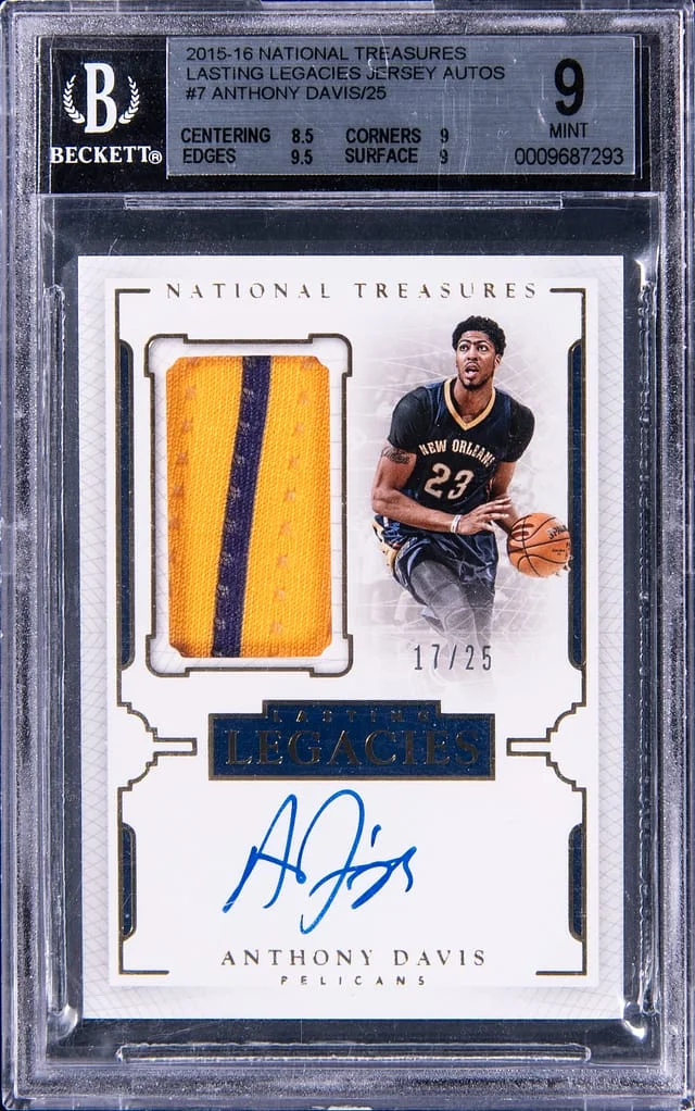 2015-16 Panini National Treasures Anthony Davis Lasting Legacies Jersey Autograph #LL-ADV card image