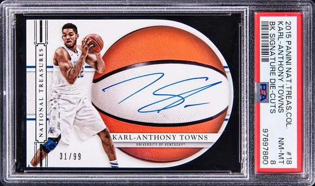 2015-16 Panini National Treasures Basketball Karl-Anthony Towns Signature Die-Cut #18 card image