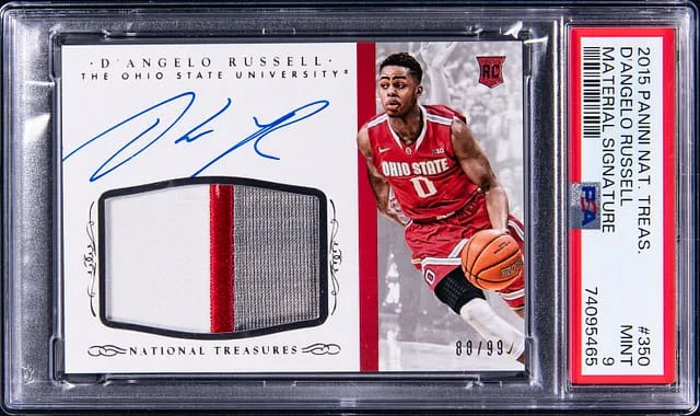 2015-16 Panini National Treasures D'Angelo Russell Material Signatures #350 card image