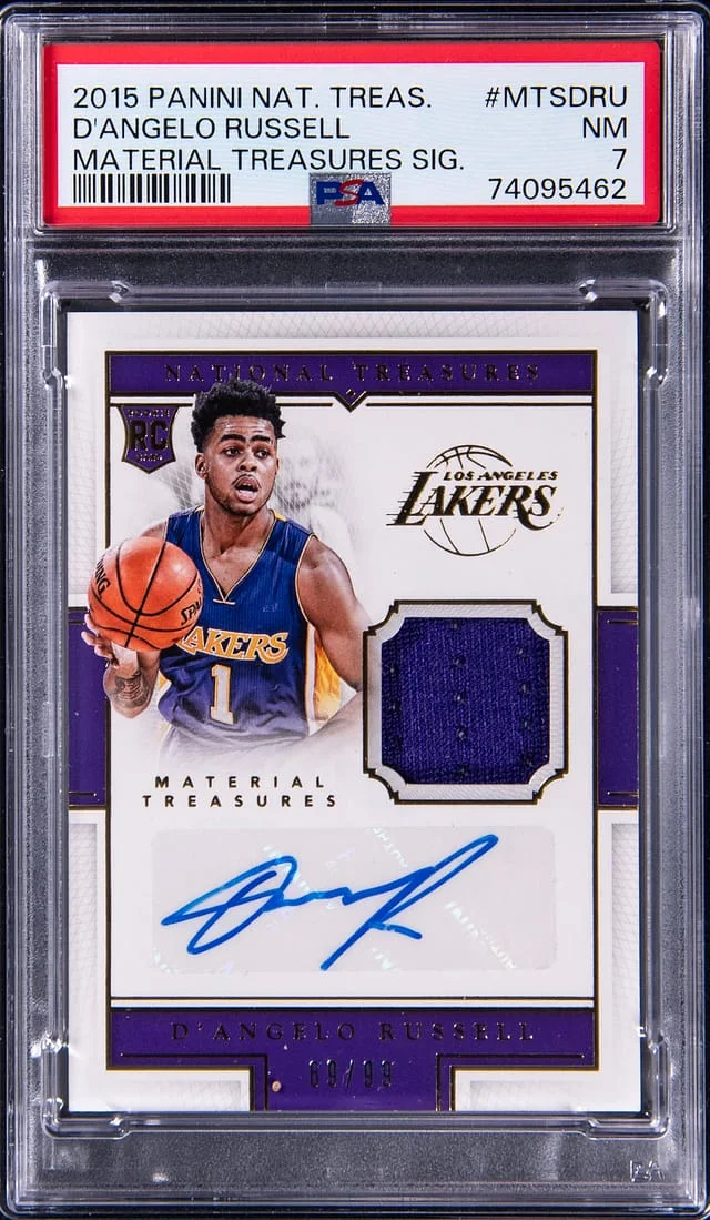 2015-16 Panini National Treasures D'Angelo Russell Material Treasures Signatures #MTSDRU card image