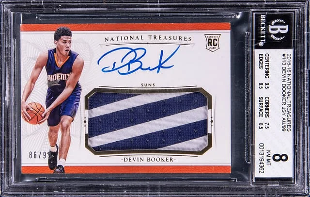 2015-16 Panini National Treasures Devin Booker Patch Autograph (RPA) Silver #113 card image