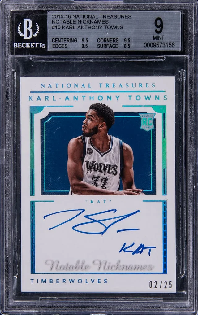 2015-16 Panini National Treasures Karl Anthony Towns Notable Nicknames #NN-KAT card image