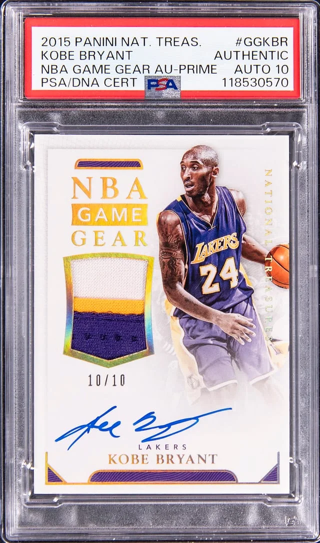 2015-16 Panini National Treasures Kobe Bryant NBA Game Gear Autographs Prime #GG-KBR card image
