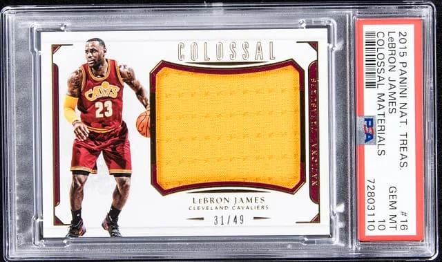 2015-16 Panini National Treasures LeBron James Colossal Materials #16 card image