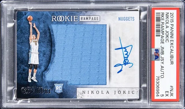 2015-16 Panini Nikola Jokic Excalibur Rampage Jumbo Jersey Autograph #RR-NJK card image