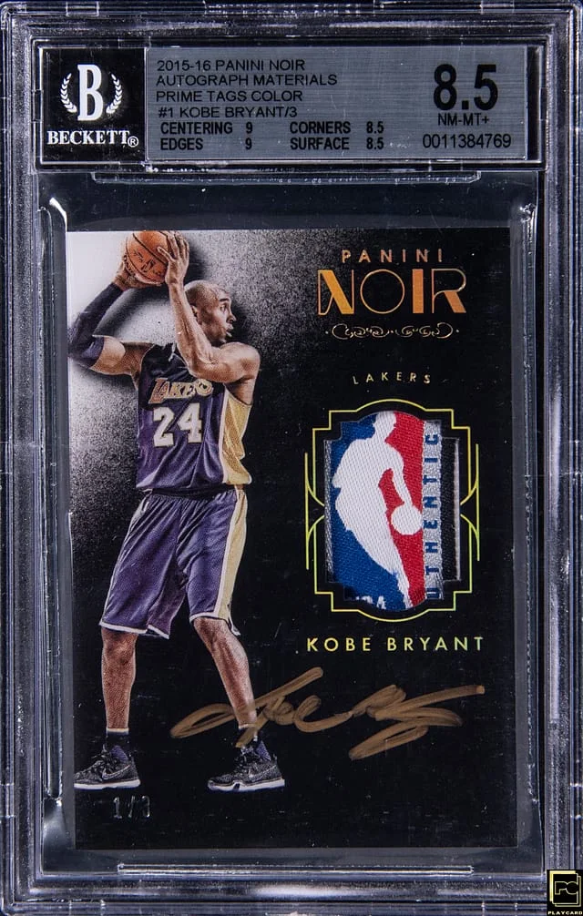2015-16 Panini Noir Kobe Bryant Autograph Materials Prime Tags Color #AC-KBR card image