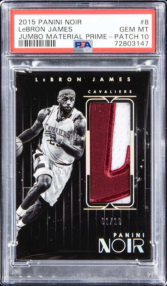 2015-16 Panini Noir LeBron James Jumbo Materials Prime Patch #8 card image