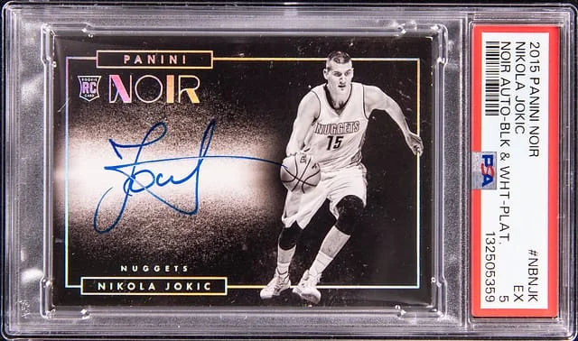 2015-16 Panini Noir Nikola Jokic Autographs Black & White Platinum #NB-NJK card image