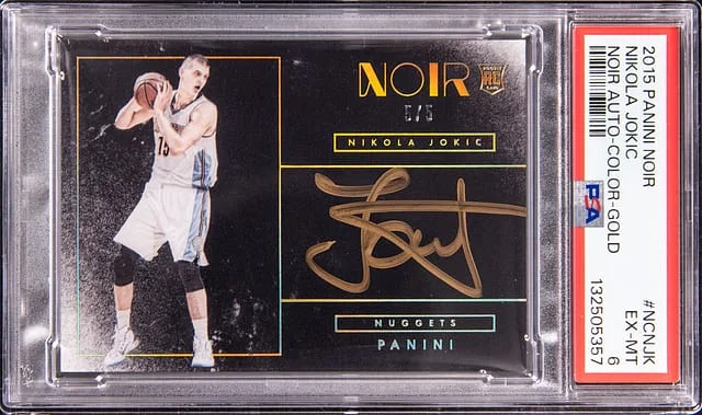 2015-16 Panini Noir Nikola Jokic Autographs Color Gold #NC-NJK card image