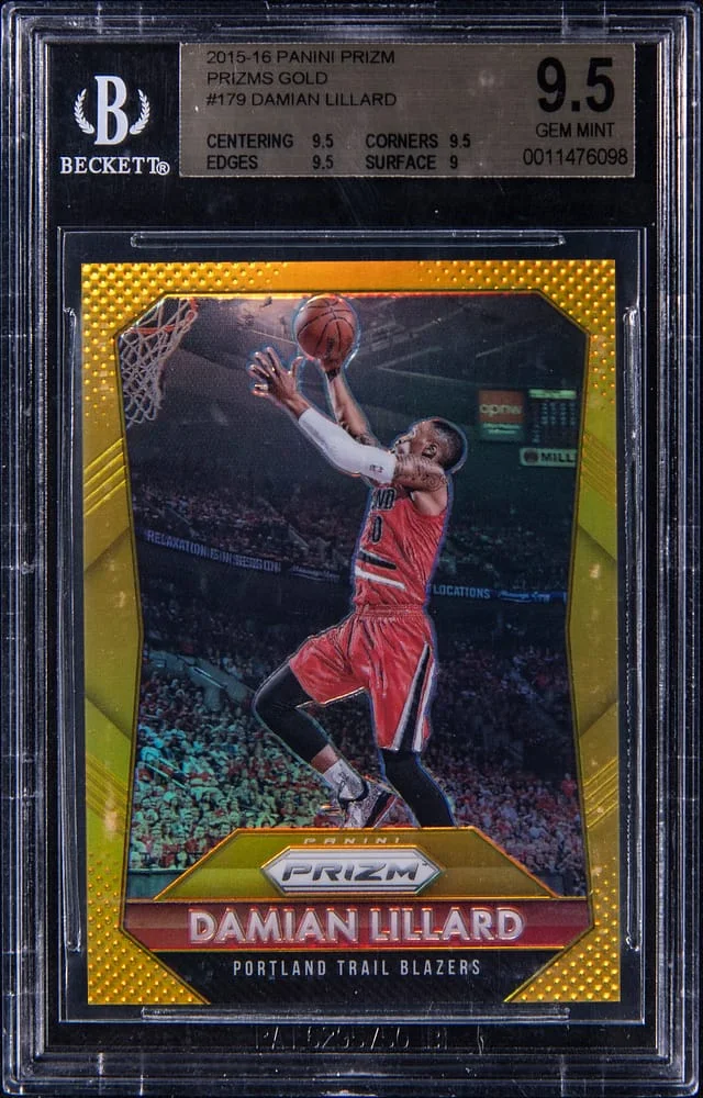 2015-16 Panini Prizm Damian Lillard Gold Prizm #179 card image