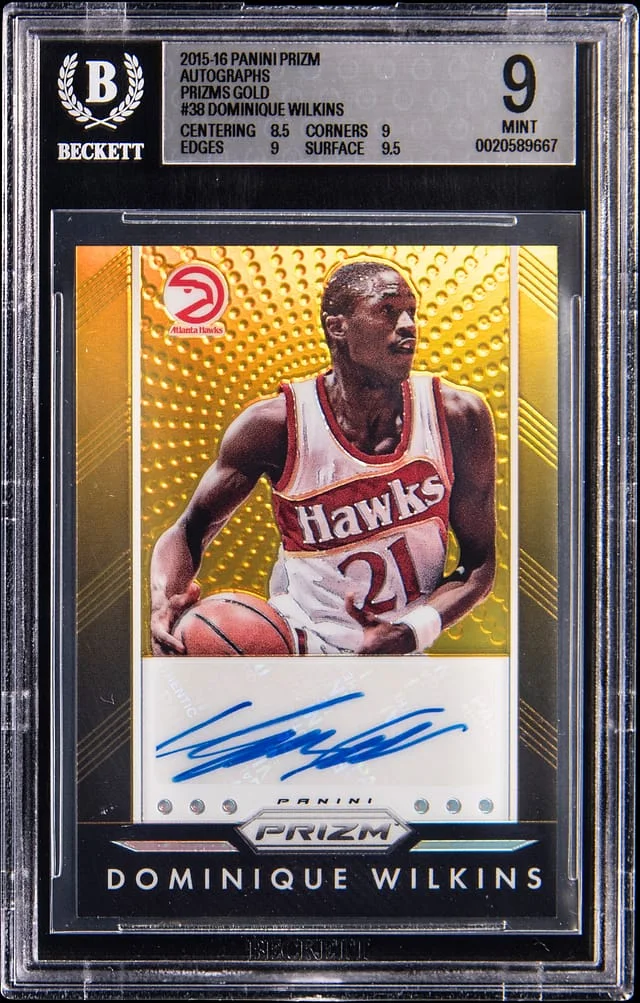 2015-16 Panini Prizm Dominique Wilkins Autographs Prizms Gold #P-DWK card image
