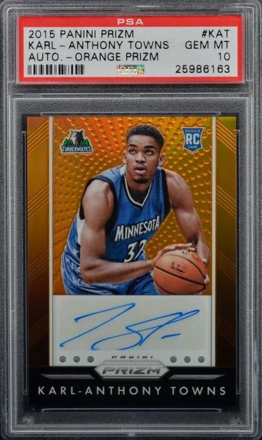2015-16 Panini Prizm Karl-Anthony Towns Autographs Orange Prizm #KAT card image