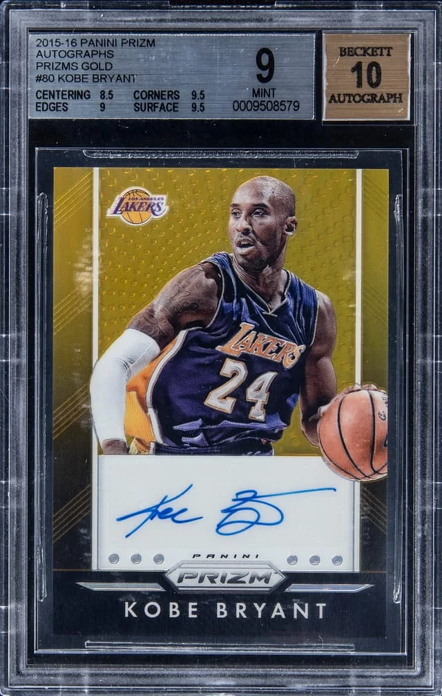 2015-16 Panini Prizm Kobe Bryant Autographs Gold Prizm #P-KBR card image