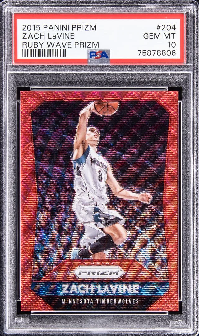 2015-16 Panini Prizm Zach LaVine Ruby Wave #204 card image