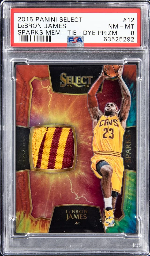 2015-16 Panini Select LeBron James Sparks Memorabilia - Tie - Dye Prizm #12 card image