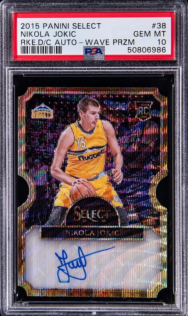 2015-16 Panini Select Nikola Jokic Die-Cut Autographs Wave Prizm #38 card image