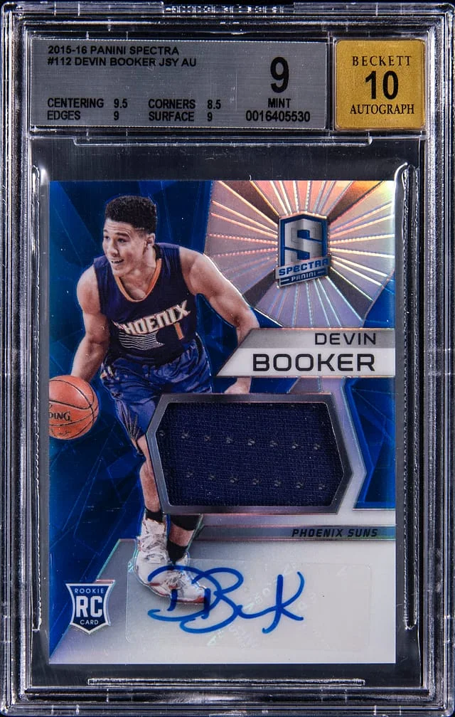 2015-16 Panini Spectra Devin Booker Patch Autographs #112 card image