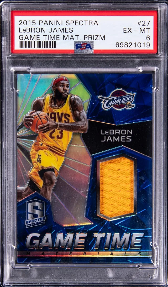 2015-16 Panini Spectra LeBron James Game Time Materials Blue Prizm #27 card image