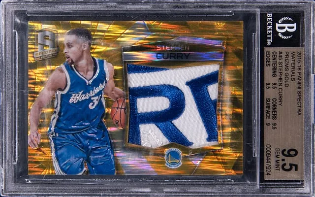 2015-16 Panini Spectra Stephen Curry Materials Prizms Black #45 card image