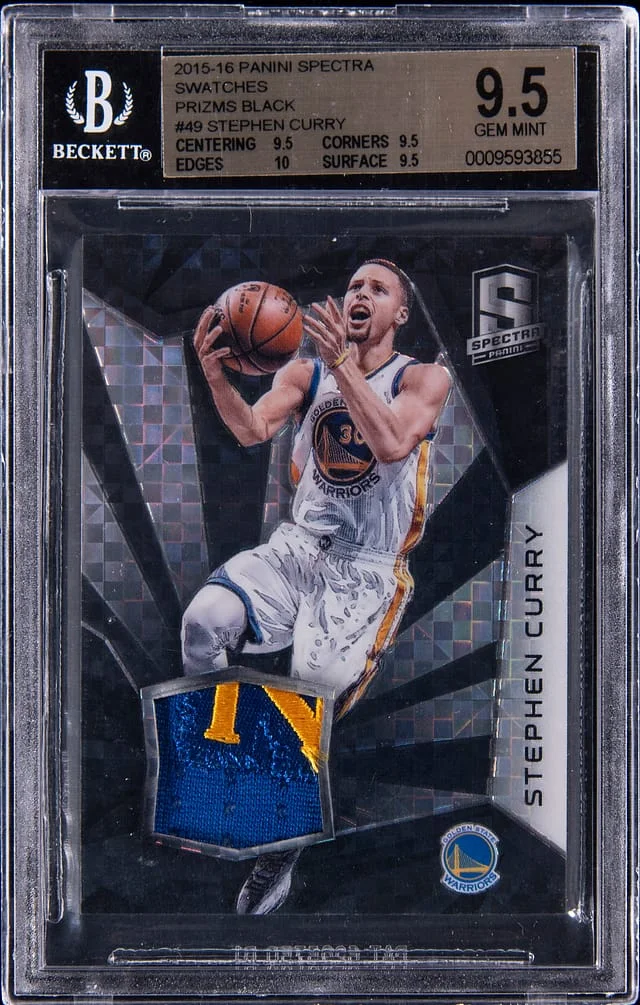 2015-16 Panini Spectra Stephen Curry Swatches Black Prizm #49 card image