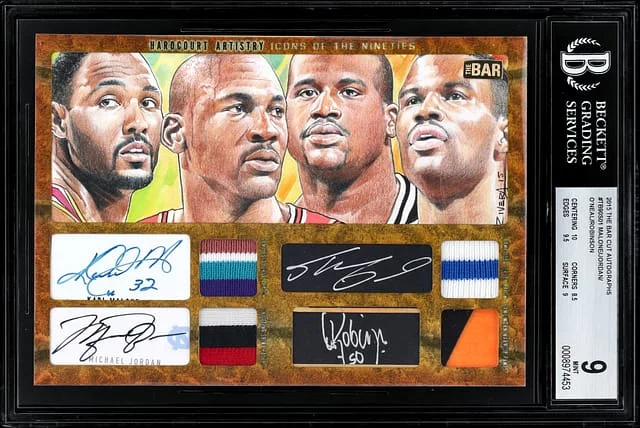 2015-16 The Bar Cut Autograph Michael Jordan/Shaquille O'Neal/Karl Malone/David Robinson Multi-Signed Multi-Patch #TB-90S01 card image