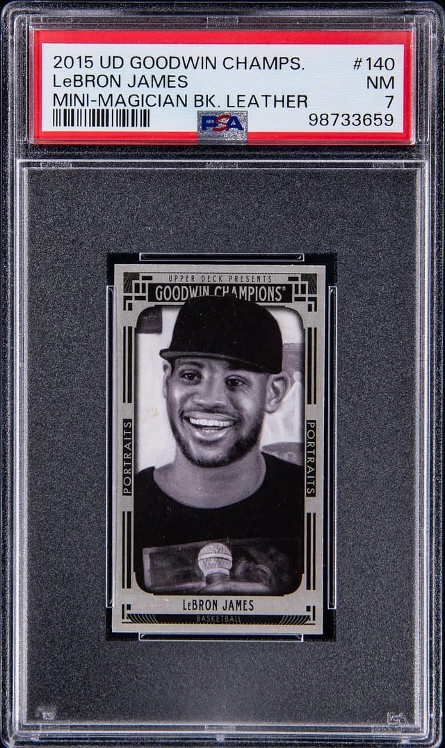 2015-16 Upper Deck Goodwin Champions LeBron James Mini Magician Back Leather #140 card image