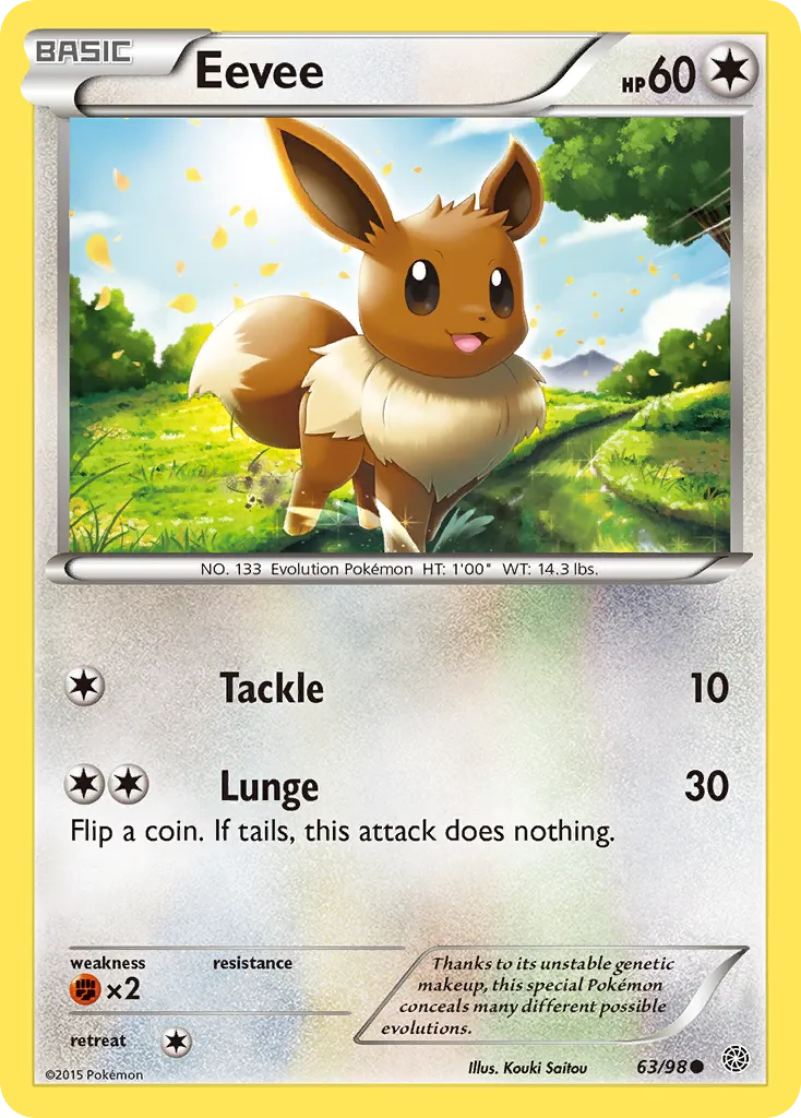 2015 Ancient Origins Eevee Common #63/98 Common card image