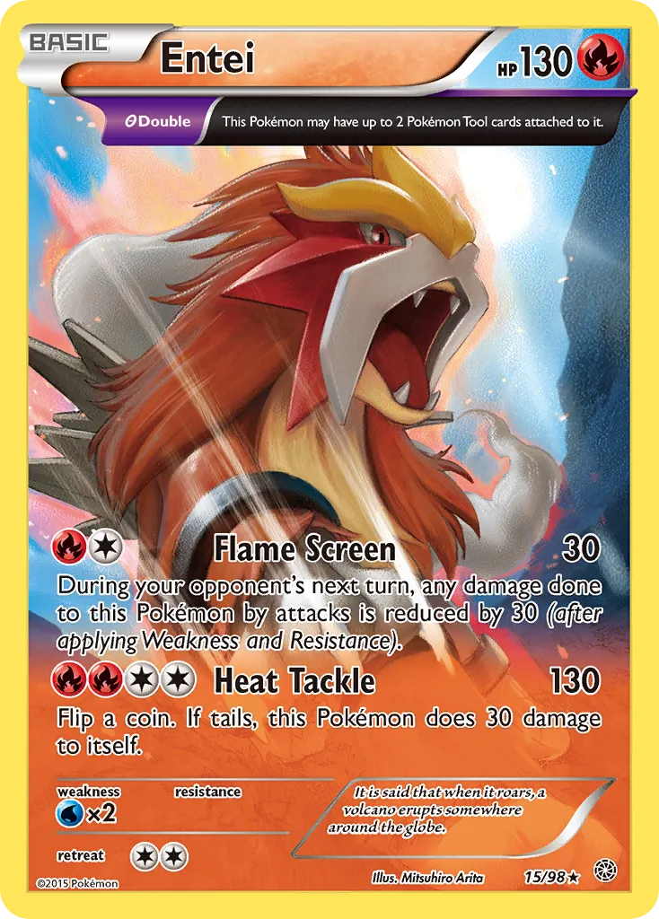 2015 Ancient Origins Entei #15/98 Rare Holo card image
