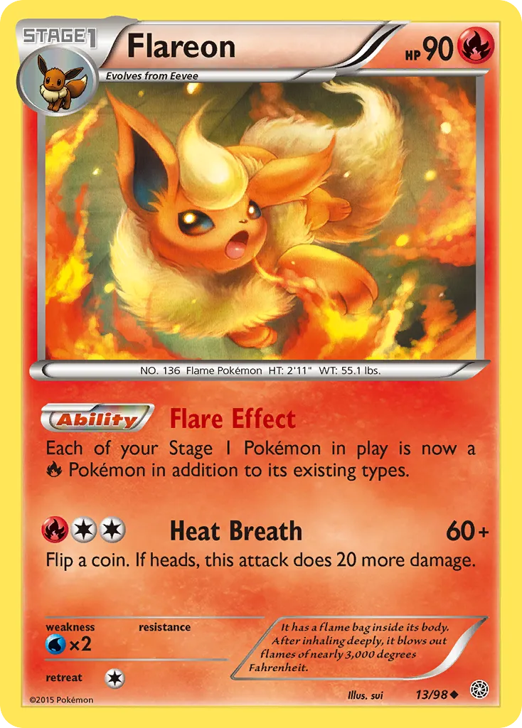 2015 Ancient Origins Flareon #13/98 Uncommon card image