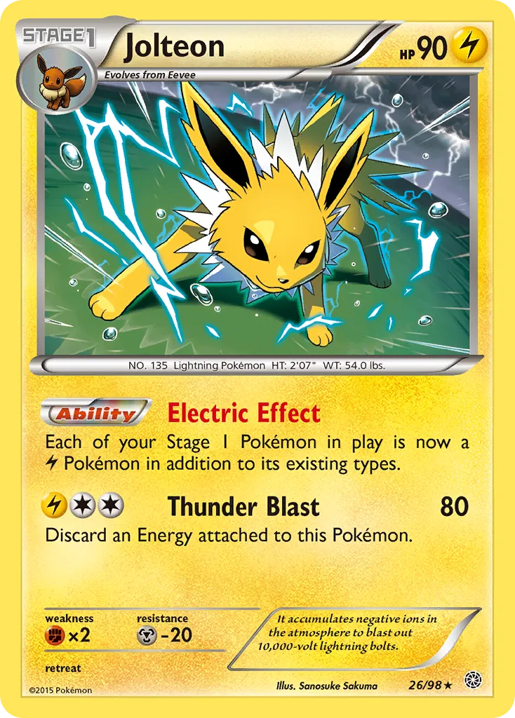 2015 Ancient Origins Jolteon #26/98 Rare Holo card image