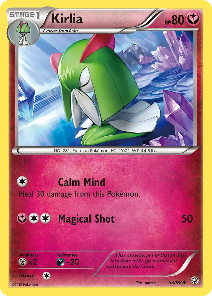 2015 Ancient Origins Kirlia #53/98 Uncommon card image