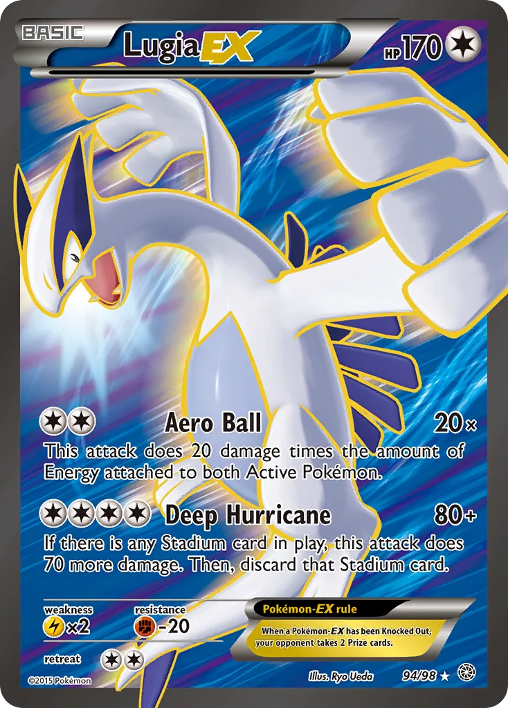 2015 Ancient Origins Lugia-EX #68/98 Rare Holo EX card image