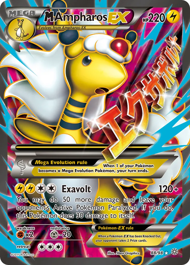 2015 Ancient Origins M Ampharos-EX #88/98 Rare Ultra card image