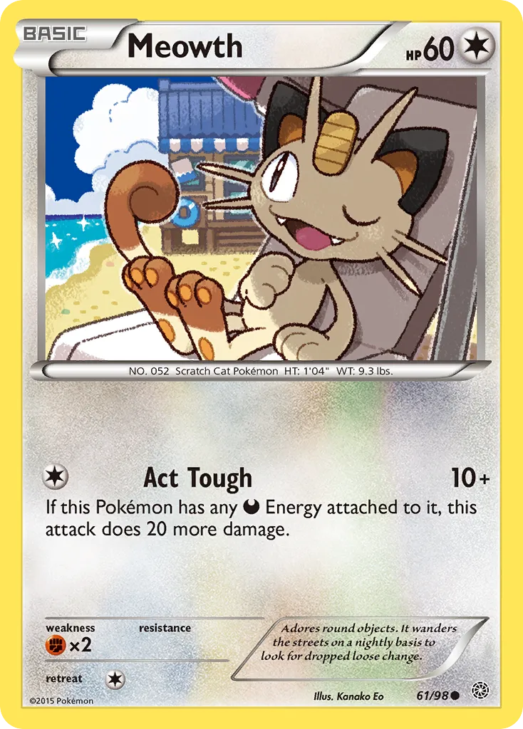 2015 Ancient Origins Meowth #61/98 Common card image
