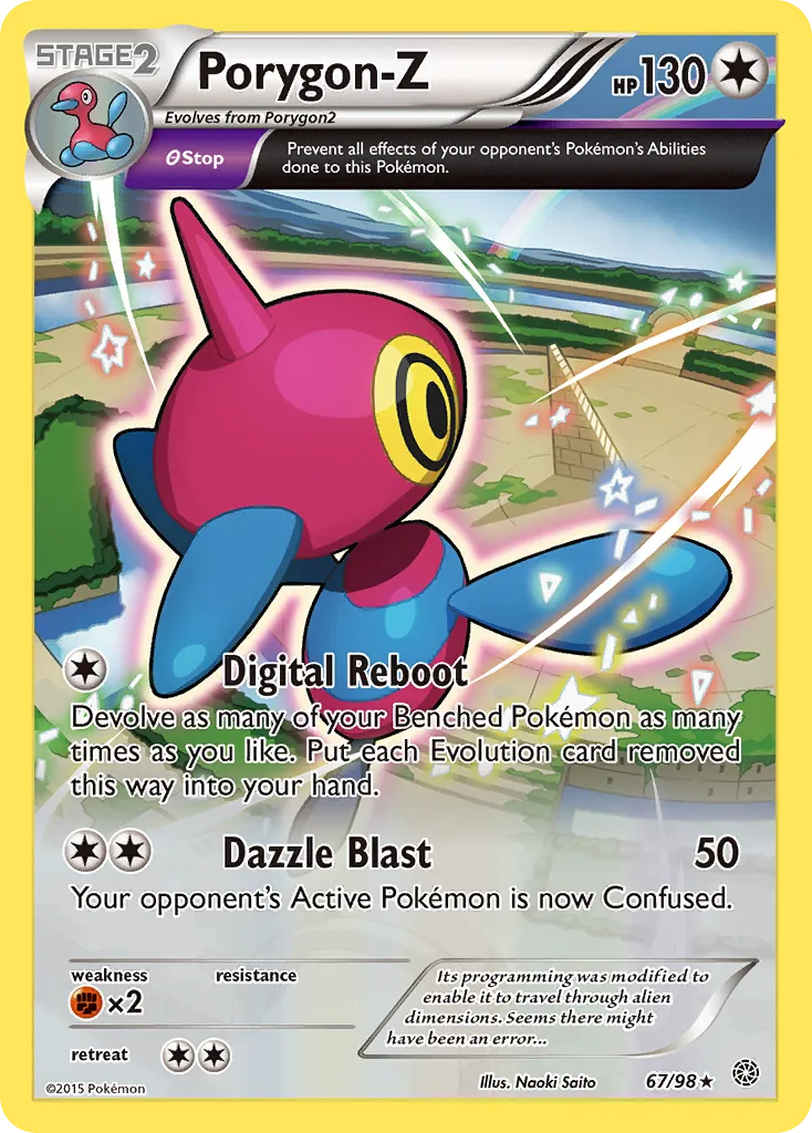 2015 Ancient Origins Porygon-Z #67/98 Rare Holo card image