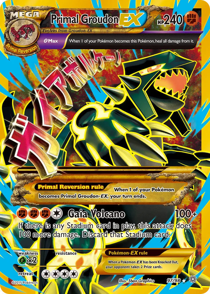 2015 Ancient Origins Primal Groudon-EX #97/98 Rare Secret card image