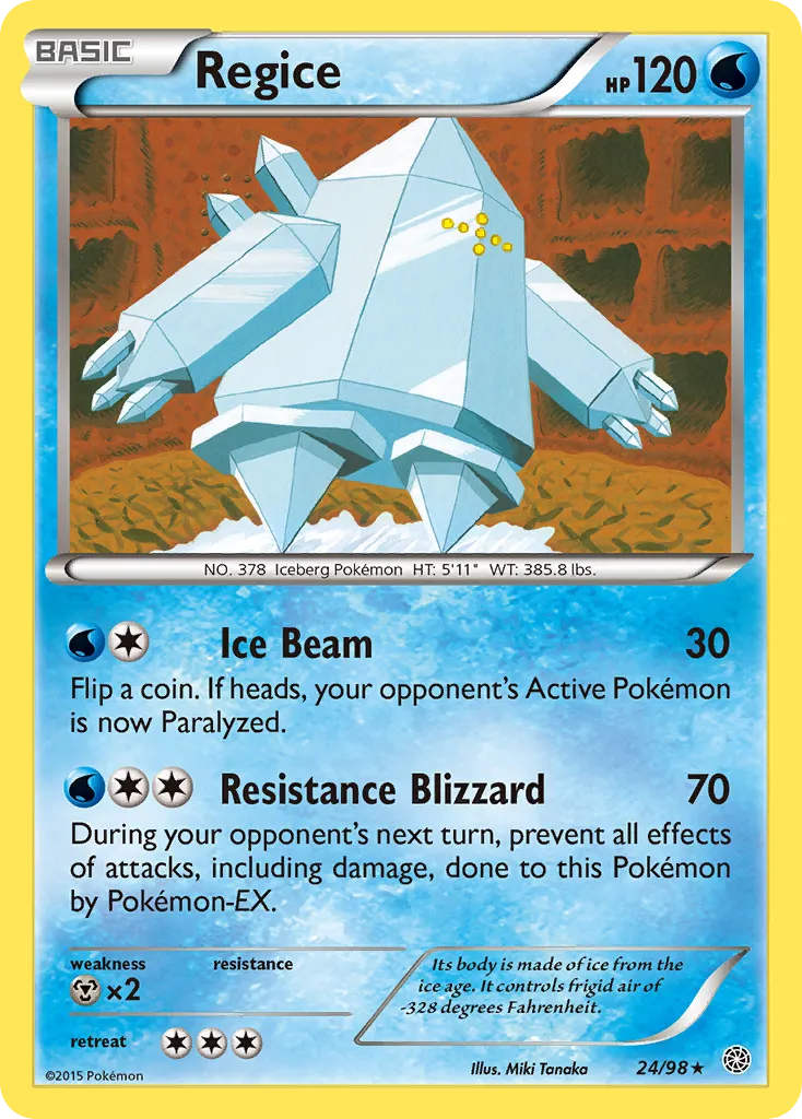 2015 Ancient Origins Regice Rare #24/98 Rare card image