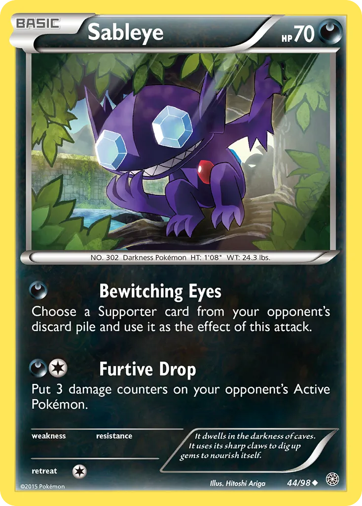 2015 Ancient Origins Sableye Uncommon #44/98 Uncommon card image