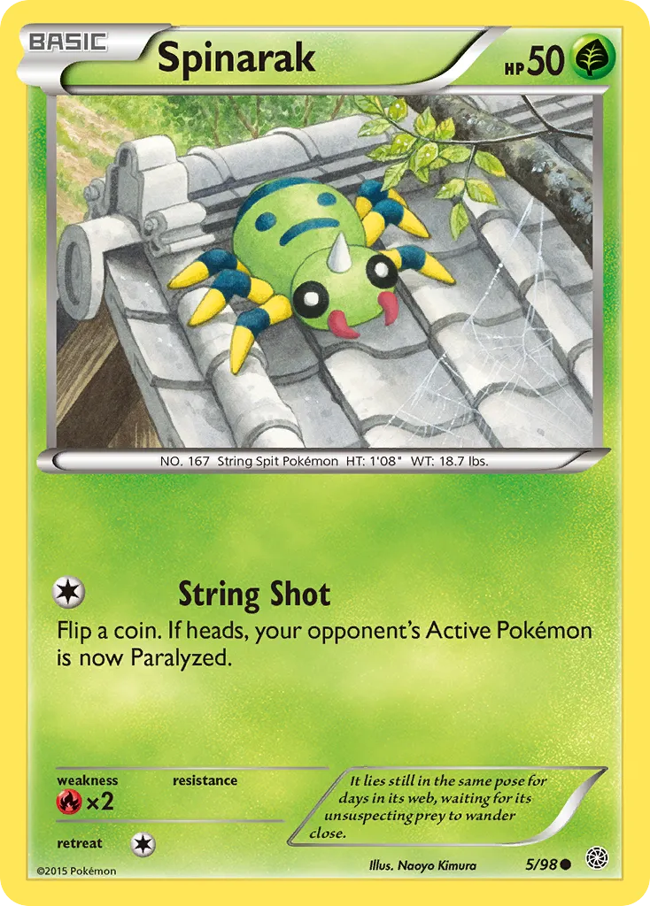 2015 Ancient Origins Spinarak Common #05/98 Common card image