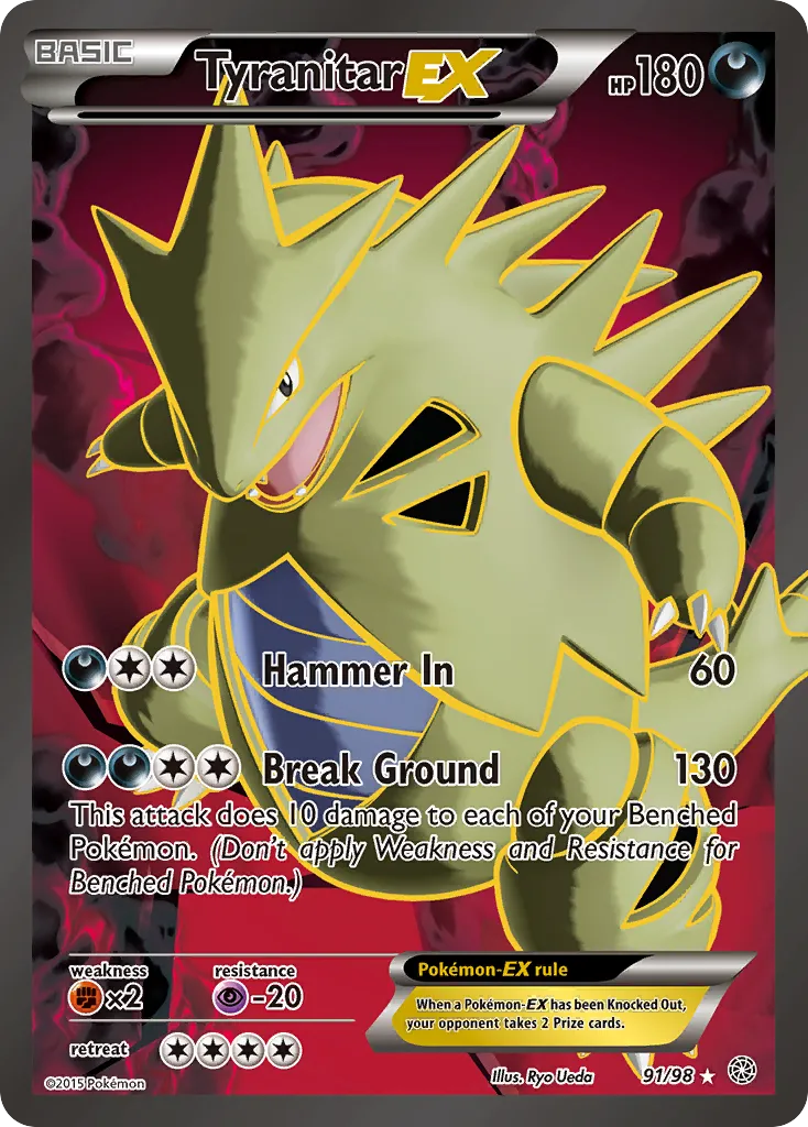 2015 Ancient Origins Tyranitar-EX #91/98 Rare Ultra card image