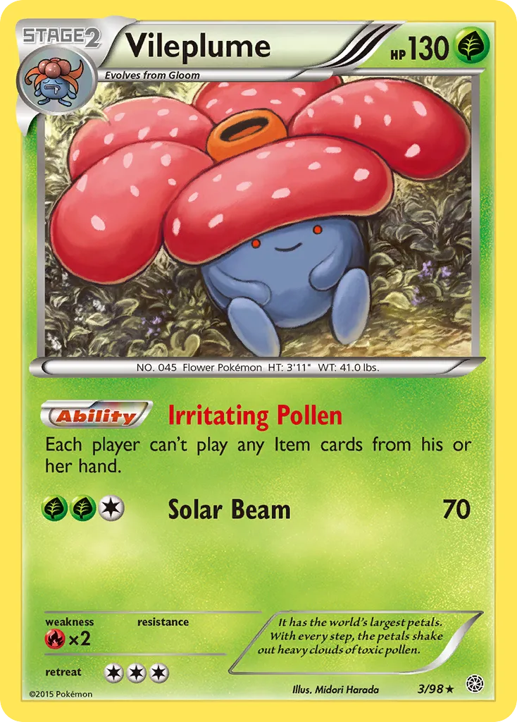 2015 Ancient Origins Vileplume Rare #03/98 Rare card image