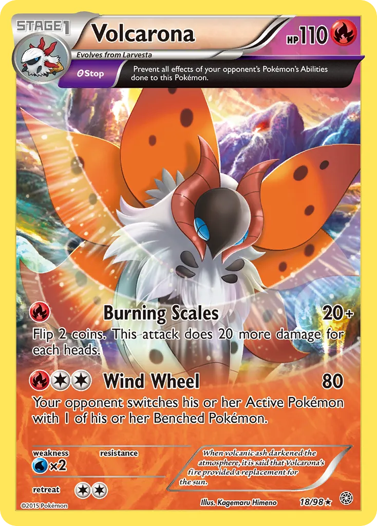 2015 Ancient Origins Volcarona #18/98 Rare card image