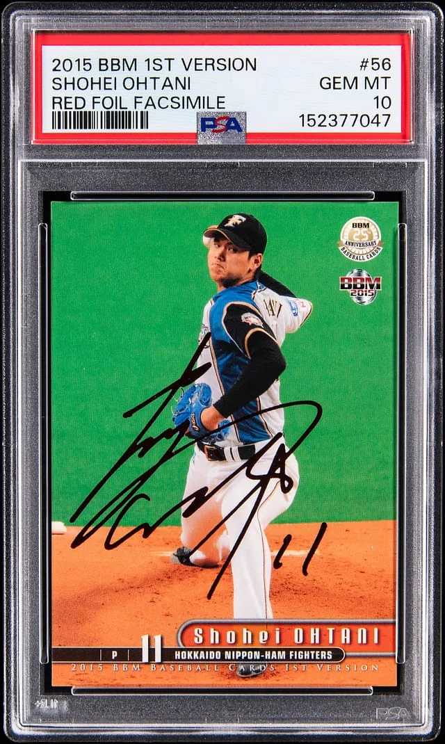 2015 BBM 1st Version Red Foil Facsimile Shohei Ohtani #56 card image