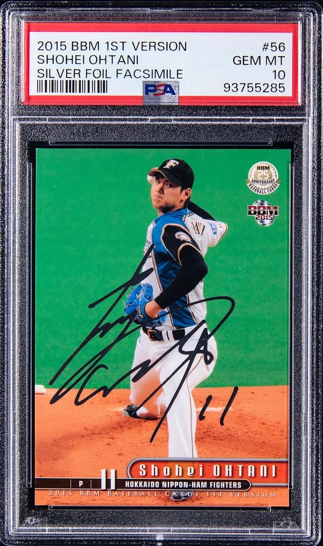 2015 BBM 1st Version Silver Foil Facsimile Shohei Ohtani #56 card image
