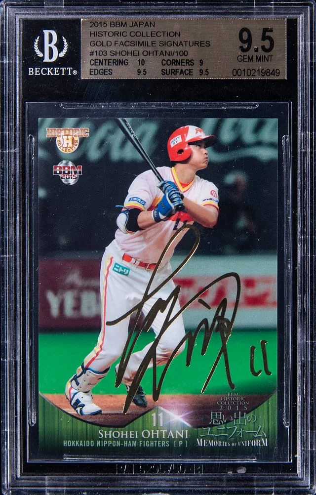 2015 BBM Japan Historical Collection Gold Facsimile Signatures Shohei Ohtani #103 card image