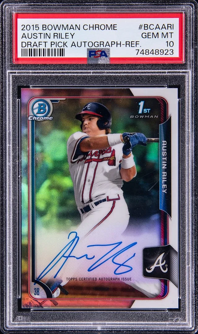 2015 Bowman Chrome Draft Austin Riley Pick Autograph Refractor #BCAARI card image