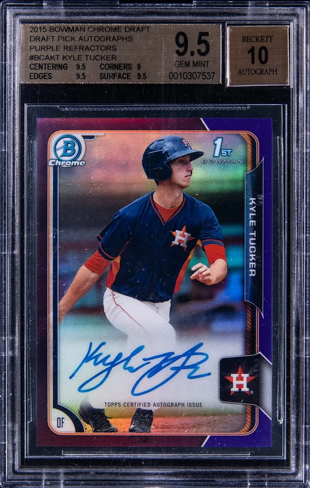 2015 Bowman Chrome Draft Kyle Tucker Pick Autograph #BCAKT card image