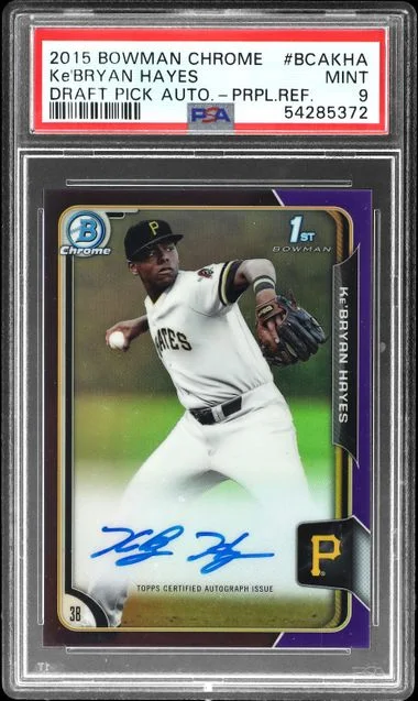 2015 Bowman Chrome Draft Pick Autographs Purple Refractor BCA-KHA Ke'Bryan Hayes #no-number card image