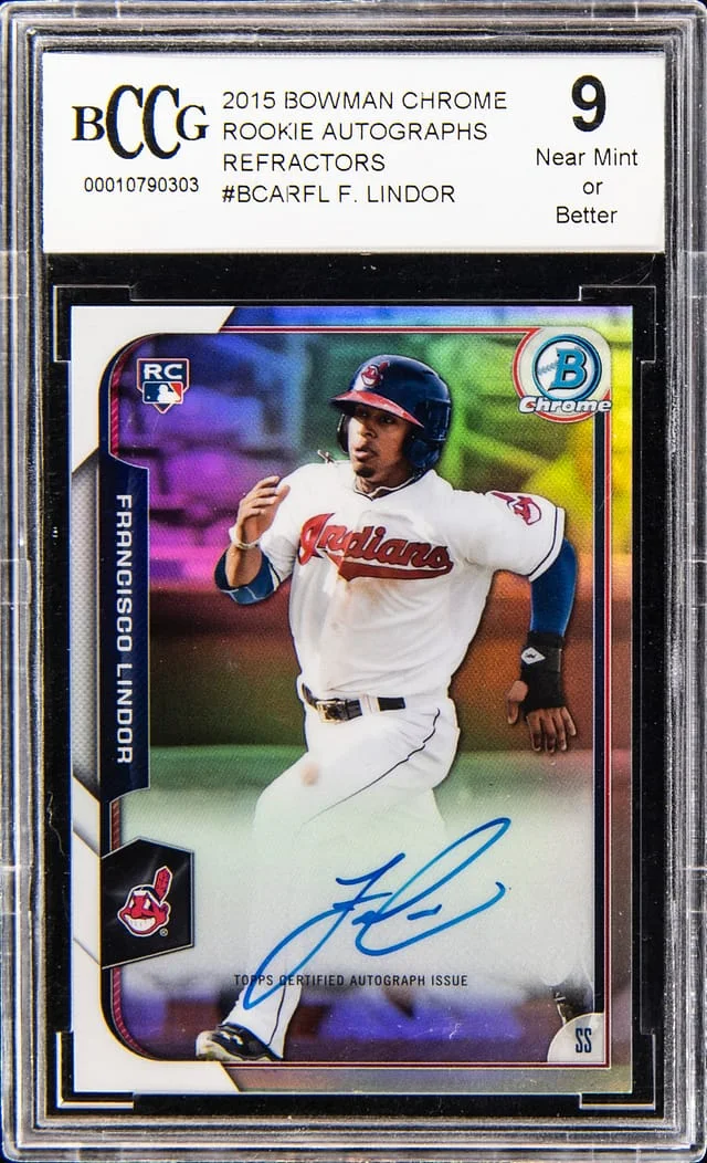 2015 Bowman Chrome Francisco Lindor Autographs Refractors #BCAR-FL card image
