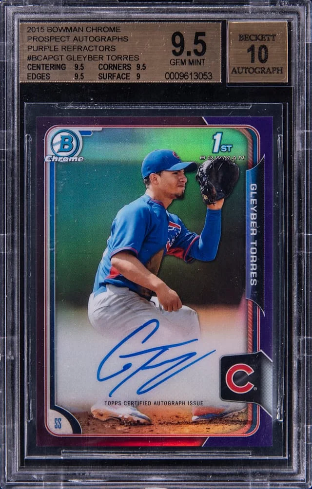 2015 Bowman Chrome Gleyber Torres Blue Refractor #BCAPGT card image